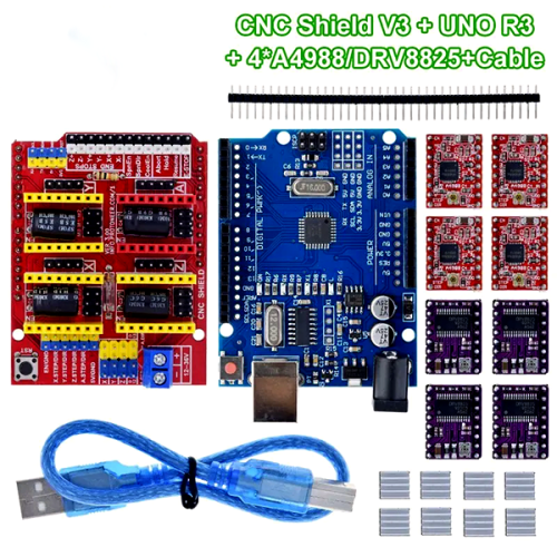 CNC Shield V3 Engraving Machine 3D Printe+ 4pcs DRV8825 Or A4988 Driver Expansion Board+ UNO R3 With USB Cable