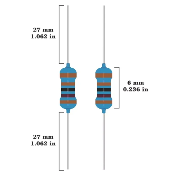 100Pcs 0.25W Metal Film Resistors Kit ±1% 0Ω-10M Ohm 135 Values Option 3