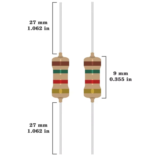 100Pcs 0.5W Carbon Film Resistors Kit ±5% 1Ω-10M Ohm 134 Values Option 2
