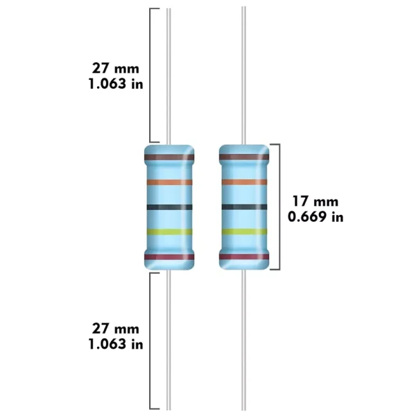 100pcs 1 kΩ 10kΩ Resistor 3W (3 Watt) ±1% Tolerance Metal Film Fixed Resistors 2