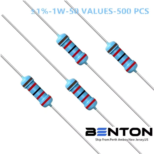 500Pcs 50 Values ±1 % 1ohm~10M ohm 1 W Metal Film Resistor Assortment Kit Set 1